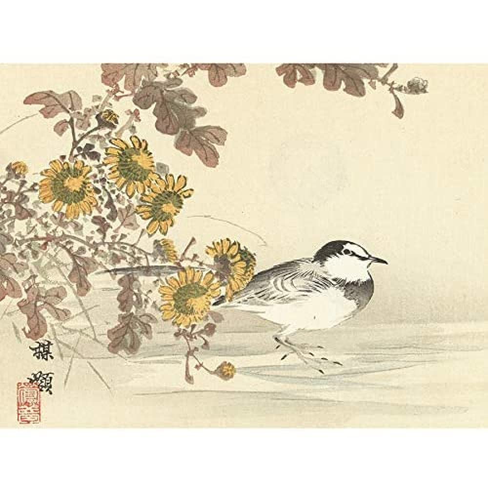 Artery8 Kono Bairei Wagtail Bird Flowers Japanese Woodblock Unframed Wall Art Print Poster Home Decor Premium