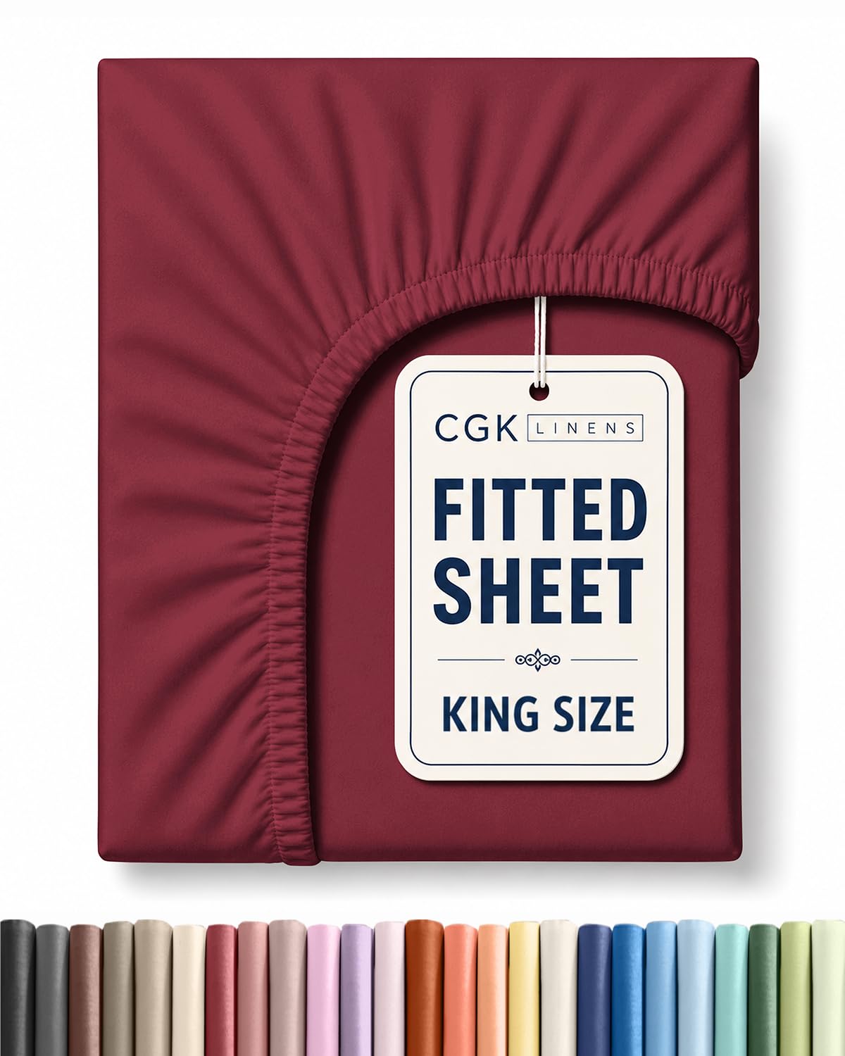 King Fitted Sheet - Single Fitted Sheet Only - Deep Pockets - Burgundy