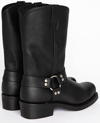 Men's Classic Western Cowboy Square Toe Boots Harness Straps Mid Calf Pull on Boots for Men PU Leather Men's Western Boots