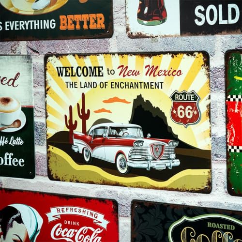 Image of Eazywagon Decorative Retro Metal Signs Wall Plate - 12x8 Inch (Vintage Chevrolat to Mexico) | Weatherproof Vintage Metal Sign Plate for Cafe, Home, Bar, Garage | Decorative Wall Hanging Sign Board