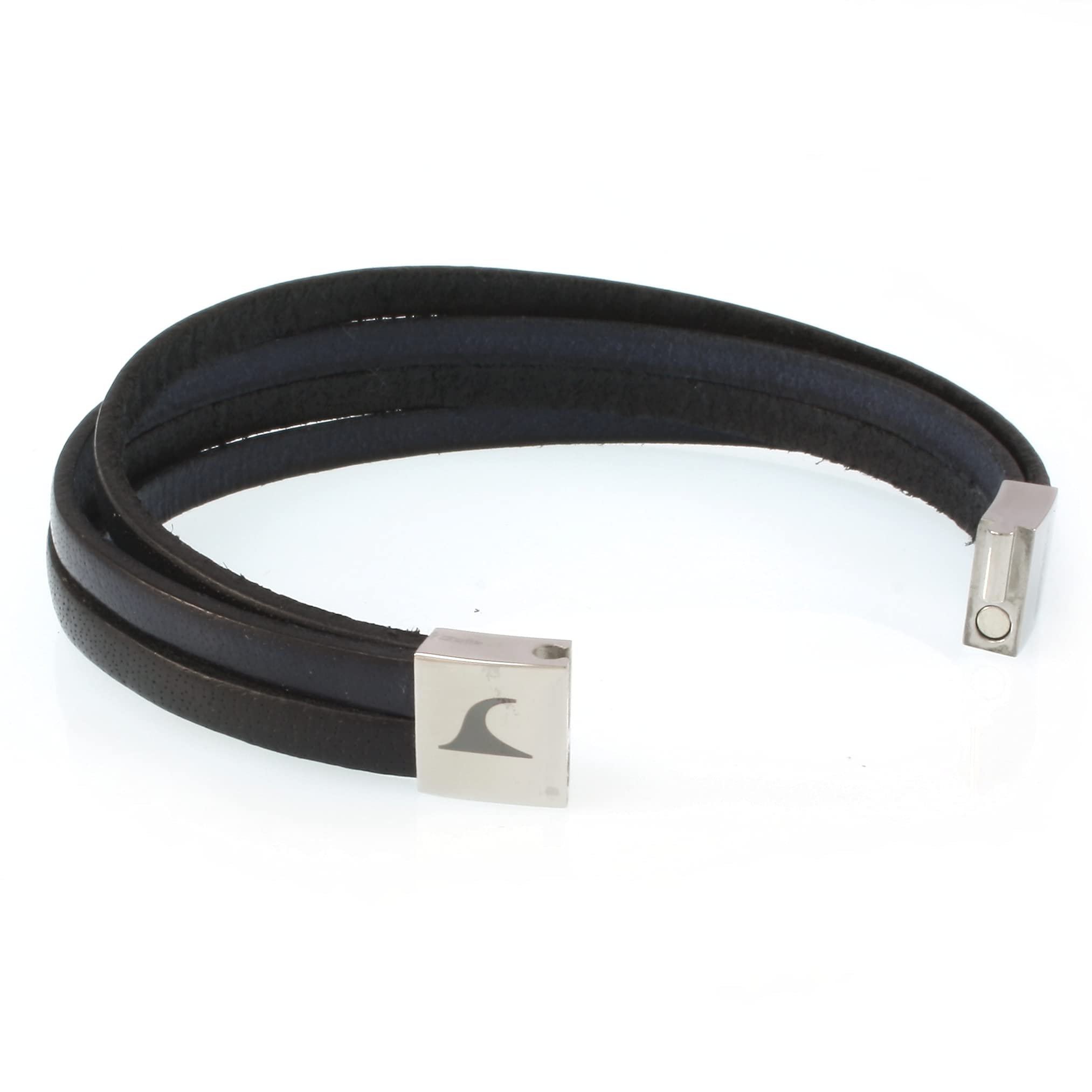 Echt Leder-Armband Twist Schwarz Navy Herren Männer