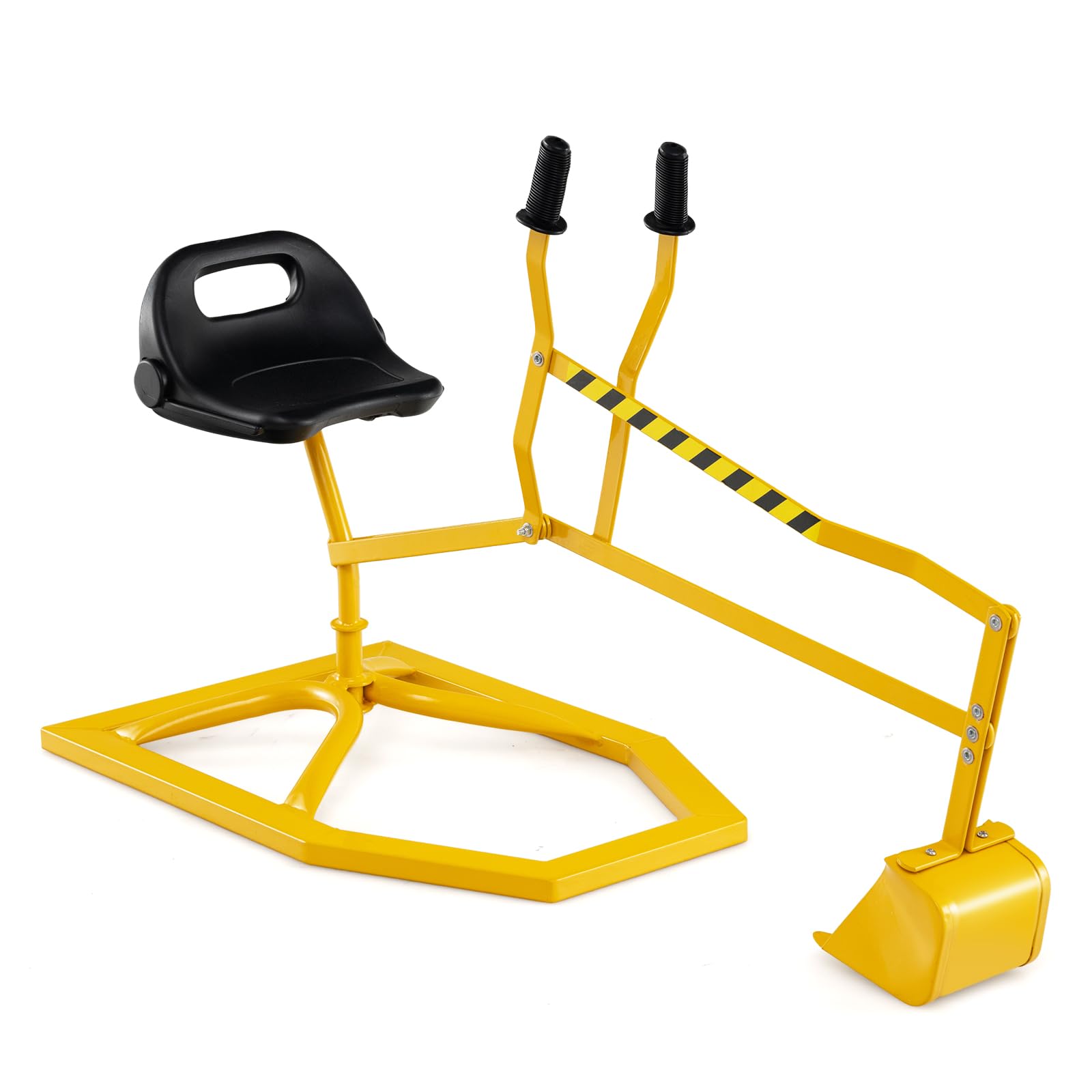 DREAMADE Kinder Bagger für Sandkasten, Metall-Aufsitzbagger mit 360° drehbarem Sitz, Flexibler Schaufel, für Erde, Schnee, Strand, Bagger zum draufsitzen für Kinder ab 3 Jahren (Gelb)