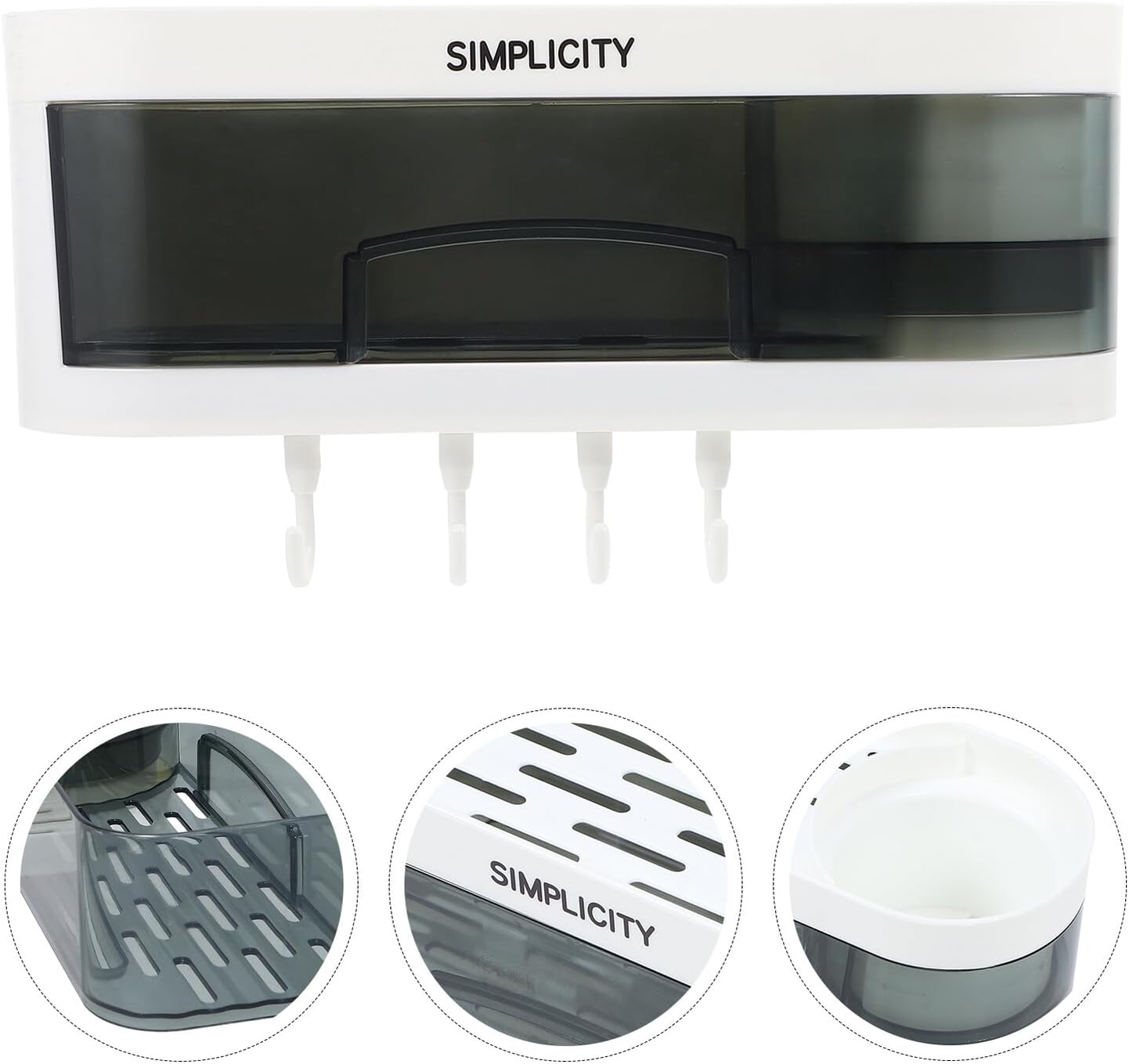 Wall-Mounted Plastic Storage Rack with Hooks, Multifunctional Bathroom and Kitchen Wall Shelves Organizer, Space-Saving Hanging Shelf for Home Storage and Decor Random Color