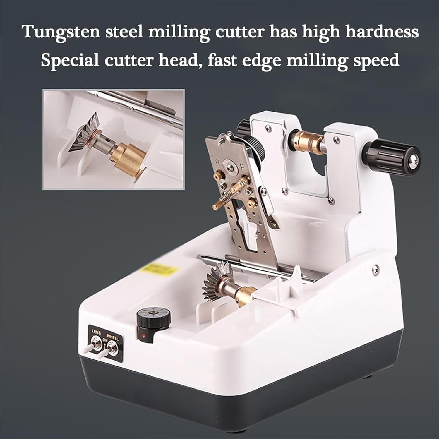 Brillengläser-Nutmaschine mit Präzisionsschlitz, diamantbestückte Klingen, 7 einstellbare Geschwindigkeitsgetriebe für optische Geschäfte und Labore