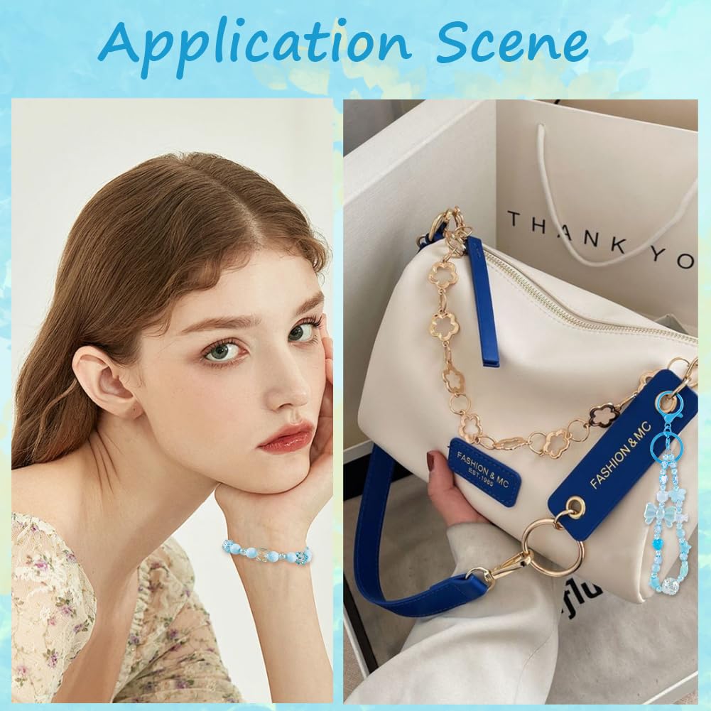 SOFPLATE 1 Box 432Pcs 24 Styles Blue Acrylic Beads Friendship Bracelet Making Kit Cute Summer Winter Holiday Heart Star Flower Loose Spacers for Bracelets Necklaces Keychains Jewellery Making Crafts - Image 4