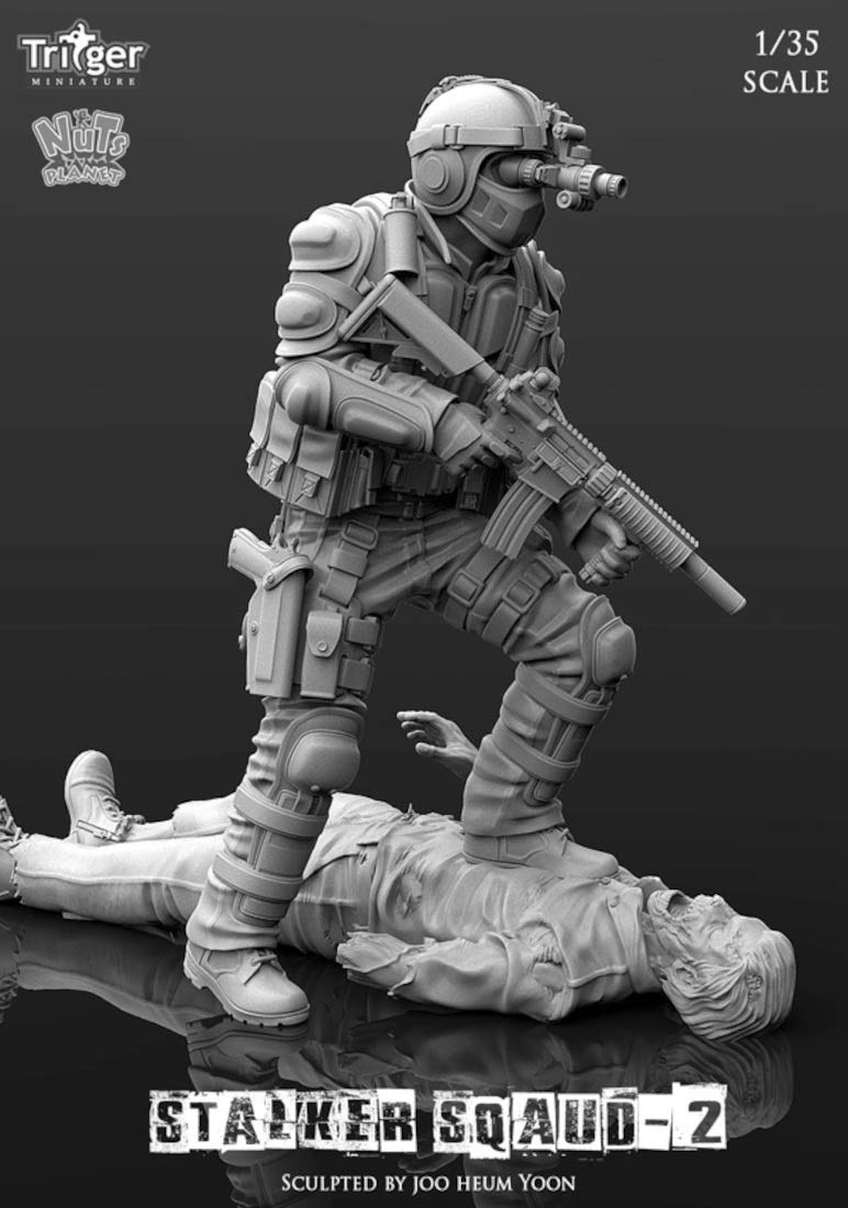 Nutplanet T35019 1/35 Stalker Squad 2 Support Shooting Buddy Kit de construcción de resina sin pintar