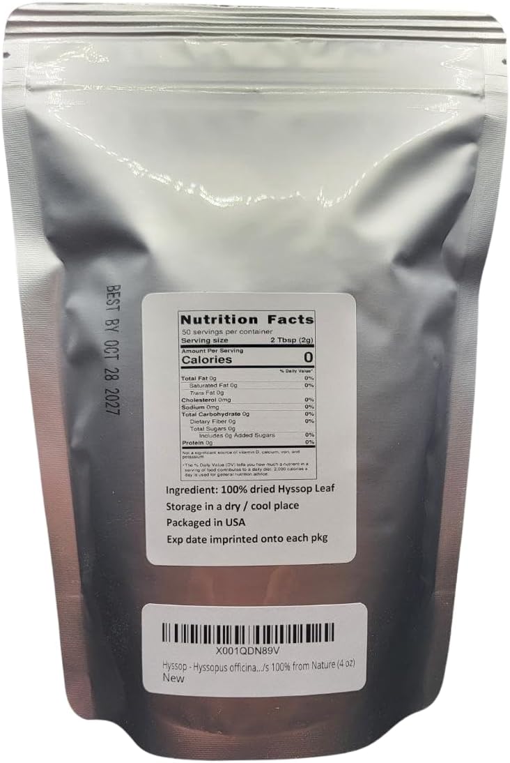 Hyssop - Hyssopus officinalis Loose Leaf c/s 100% from Nature (8 oz)