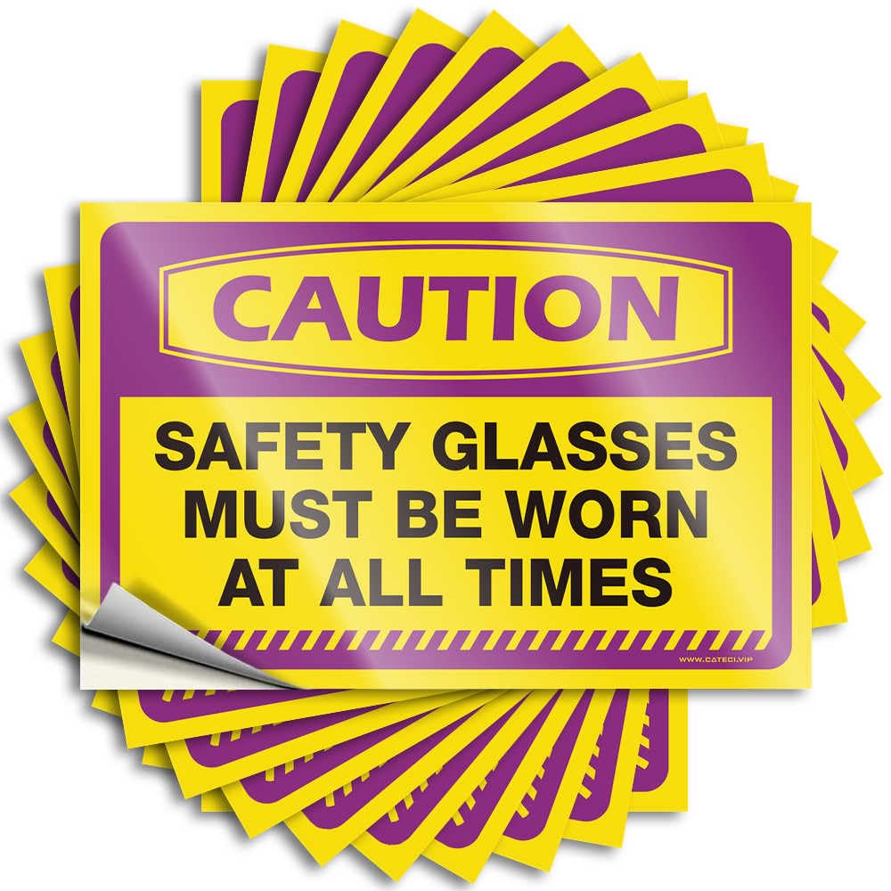 Tool Decal Caution Safety Glasses Must Be Worn At All Times Stickers 10Pcs Tool Box Stickers Cave Man Bar(6X9CM)