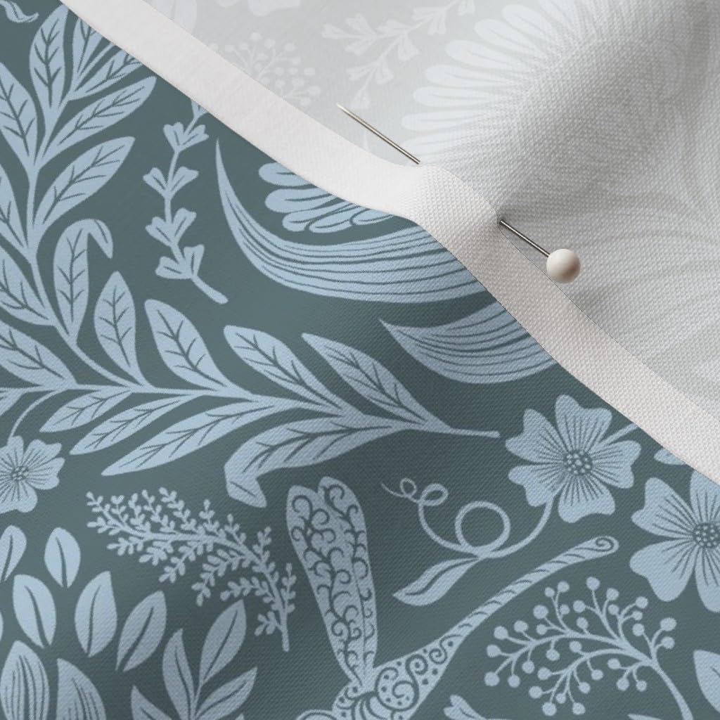 Spoonflower Fabric - Victorian Antique Floral Vintage Blue Gray Historical Timeless Classic Printed on Petal Cotton Fabric Fat Quarter - Sewing Quilting Apparel Crafts Decor