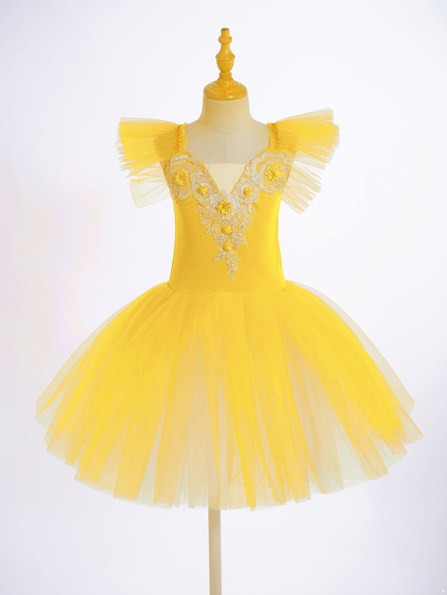 Freebily Vestito Tutu da Balletto per Ballo Bambina Ragazza Vestito da Danza Classica Ballerina Body da Pattinaggio Artistico + Copricapo Abito da Ballo Latino Ginnastica