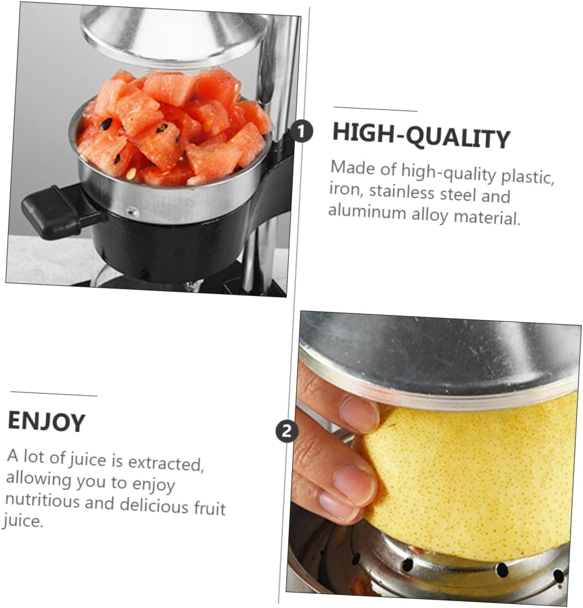 Manual Fruit Juicer Hand Press Citrus Squeezer Heavy Duty Stainless Steel Lemon Orange Pomegranate Juicer for Household Use Easy to Operate Kitchen Tool