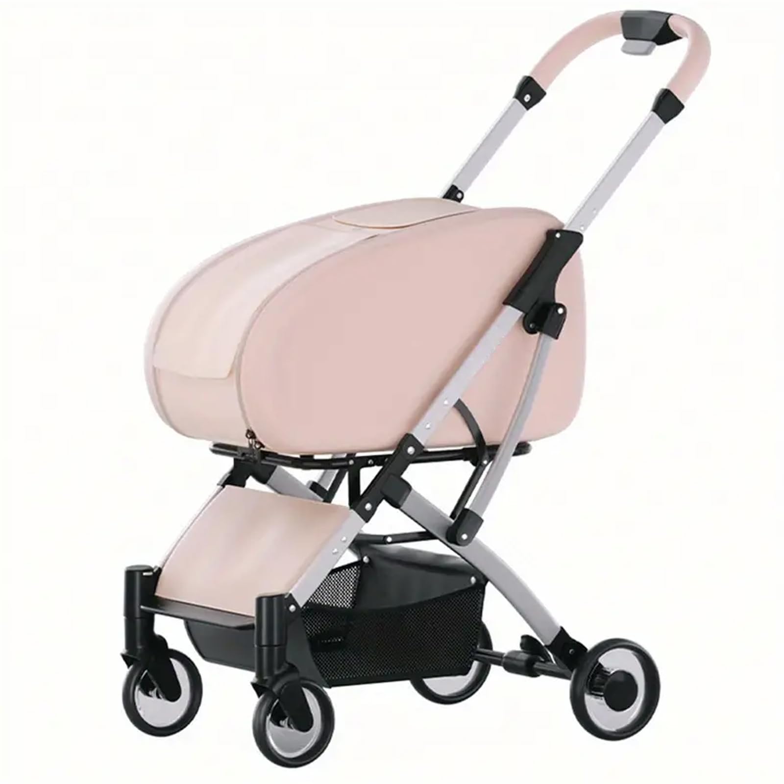 Cochecito para Gatos, Carrito para Mascotas, Cochecito Plegable para Gatos Grandes O Perros Pequeños con Transportador Desmontable, Ligero, Ventanas De Malla, Transpirable,Rosado
