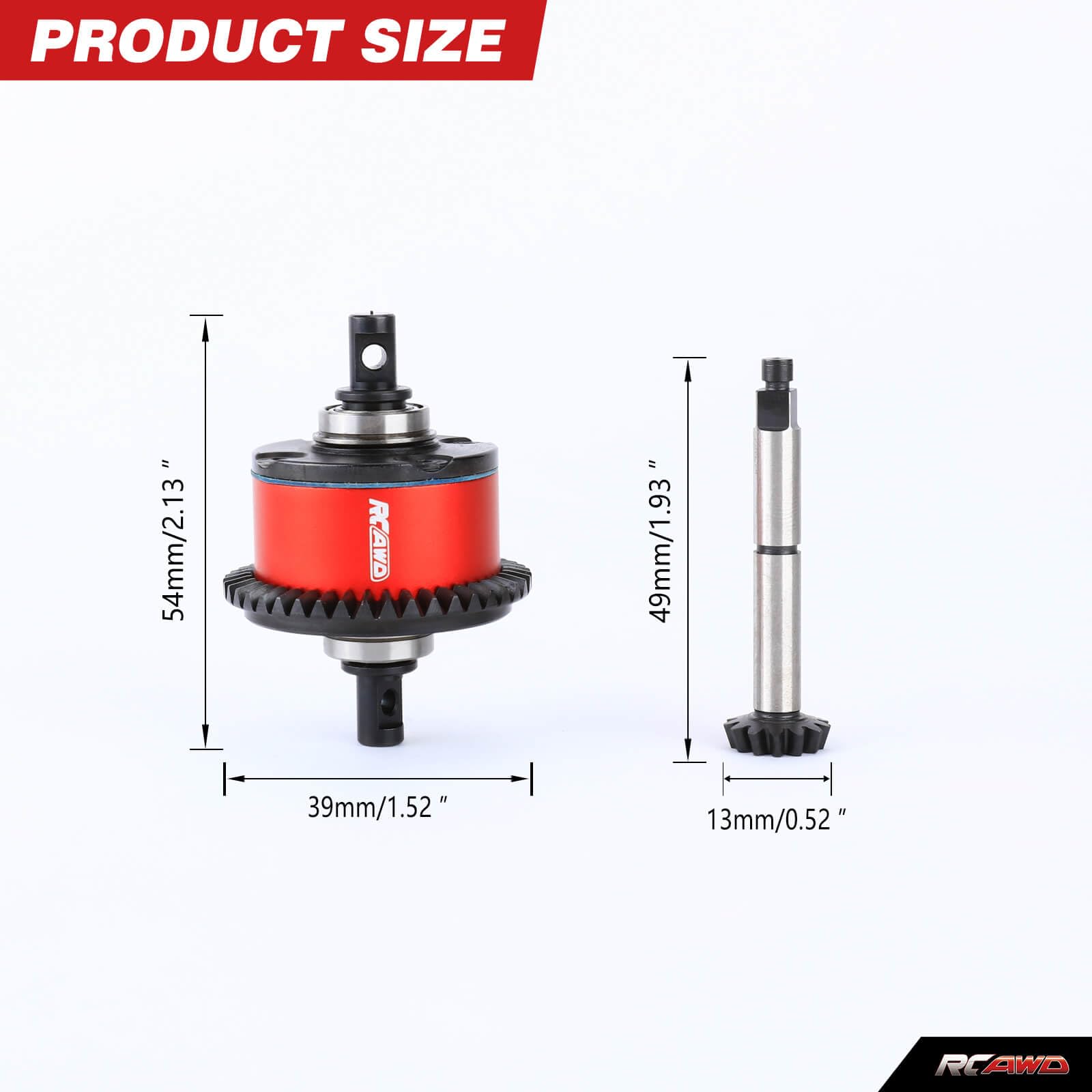 RCAWD 40Crmo Steel 43t Center Differential Diff & 13t Input Gear Set for Losi 1/8 LMT Series Upgrades Part