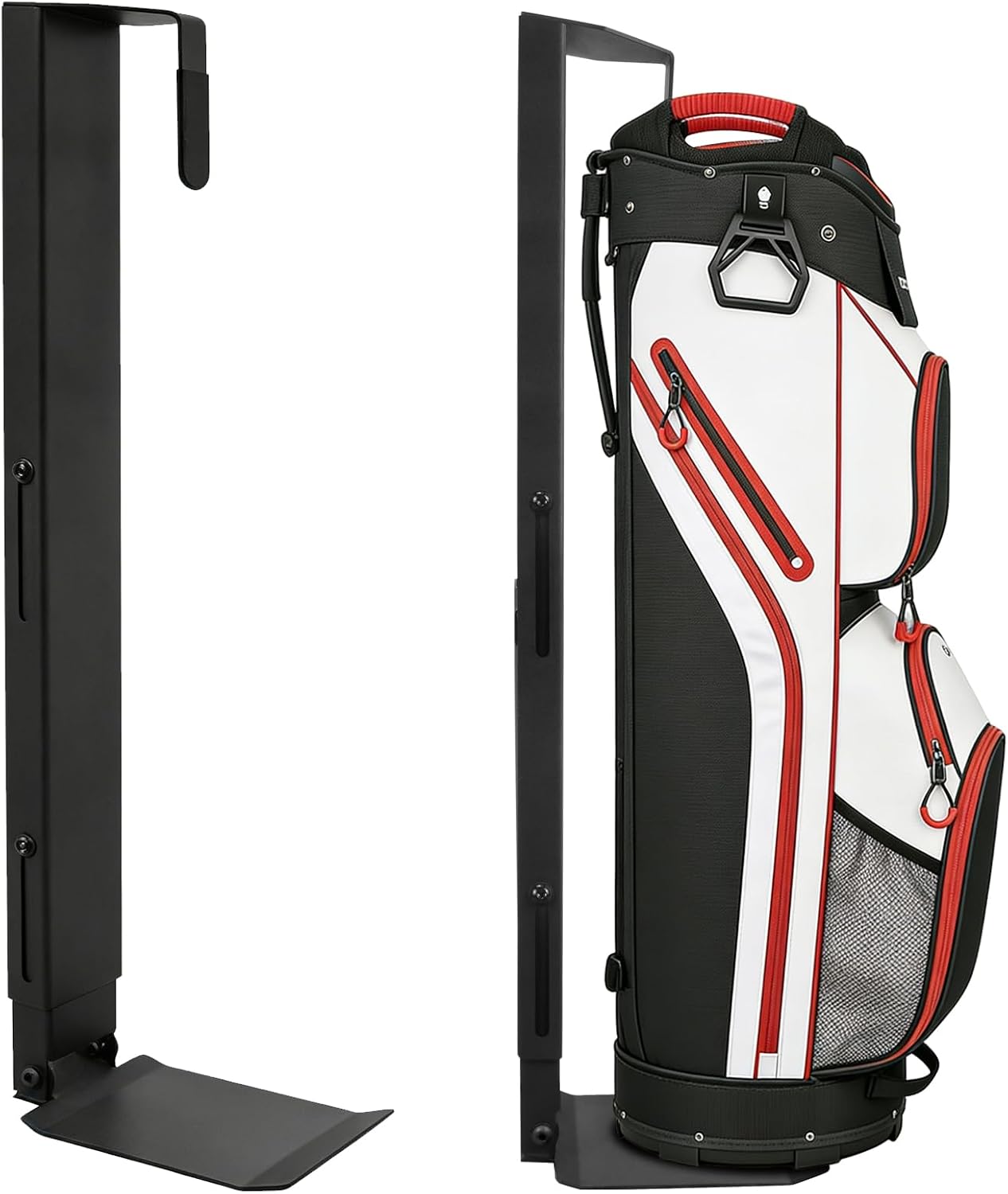 Wall Mount Golf Bag Storage Stand for Garage Golf Bag Holder | Adjustable Air Spring Sliding Golf Bag Wall Mount Holder Organizer, Space-Saving Heavy-Duty Golf Bag Holder for Garage, Clubs