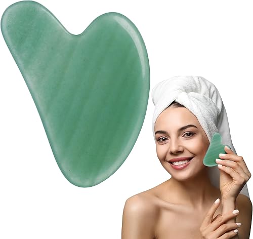 Gua Sha Jade Stone, Gua Sha Facial Tool, De-Puffing, Massage & Glow For Face, Ne