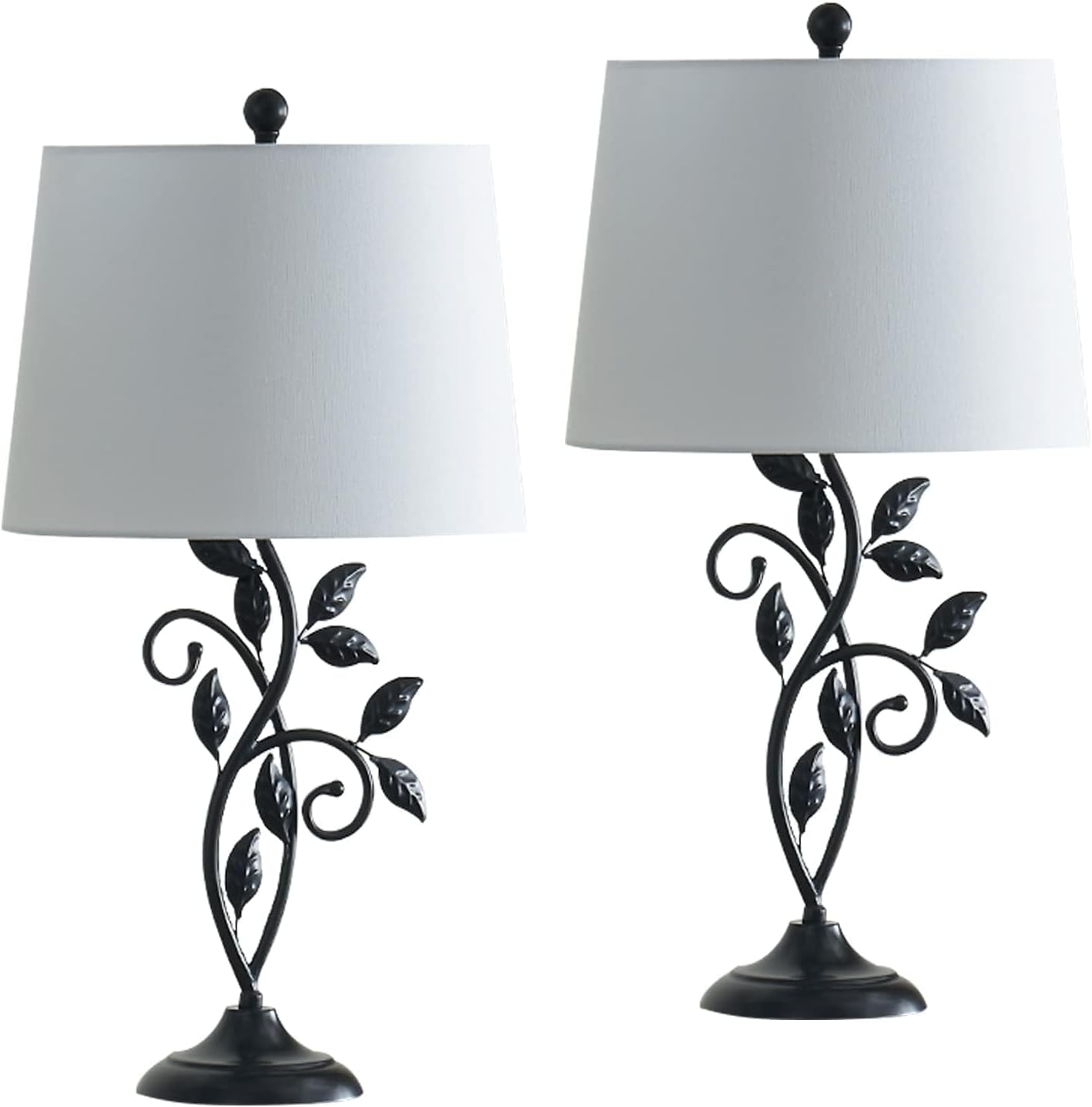 Maxax 26" Vintage Table Lamps Set of 2 for Living Room, Rustic Black Metal Bedside Lamps Farmhouse Bedroom Lamp with White Shade for Night Stand