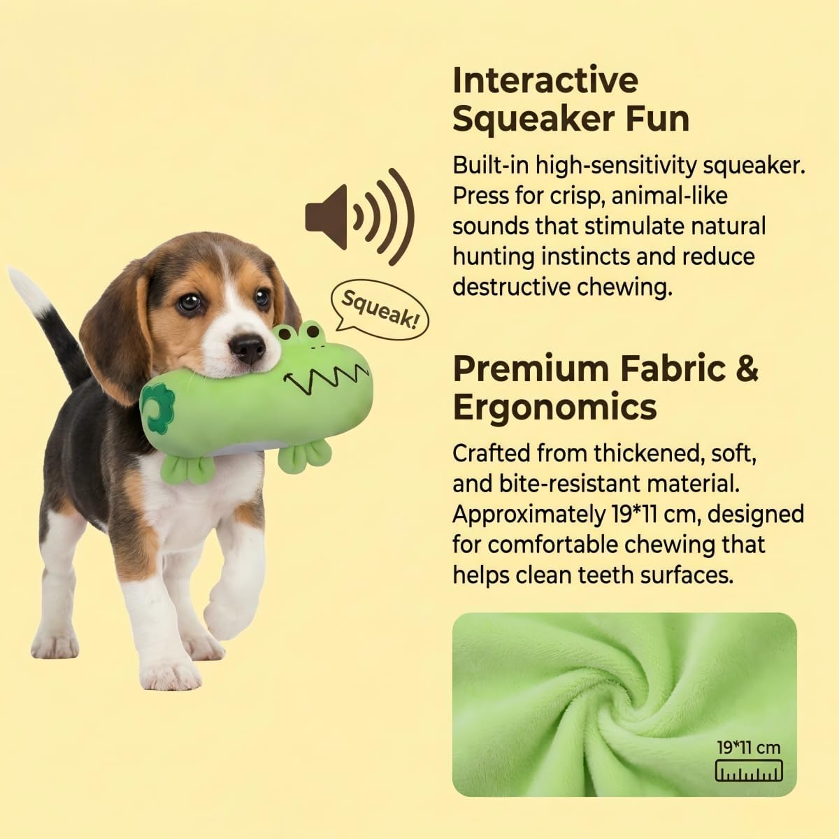 Cartoon Animal Plush Squeaky Dog Toy, Soft Stuffed Puppy Pillow Chew Toy with PP Cotton for Small to Medium Dogs and Cats (Purple)