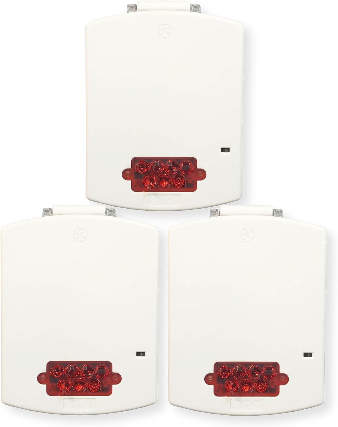 EL4XSTR-NW Pack of 3 Outdoor 4X Strobes, White; Red Lens; No Lettering; High Power LED Strobe Light; No Visible Mounting Screws; Both Wall and Ceiling Mount; Ideal for Emergency Situations