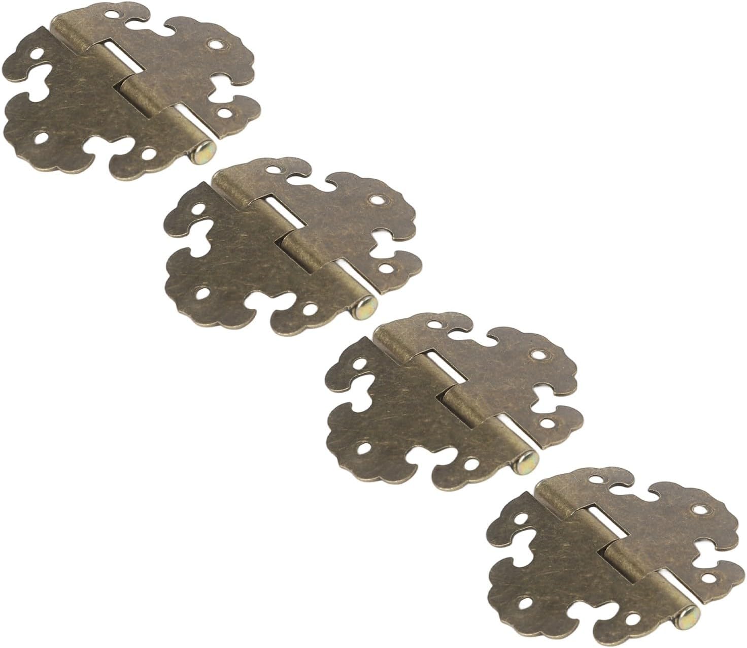 Antique Decorative Cabinet Hinges, 270 Degree Zinc Alloy Door Hinge with Bronze Finish for Wooden Doors Furniture Vintage Boxes DIY Projects, 4 Pack