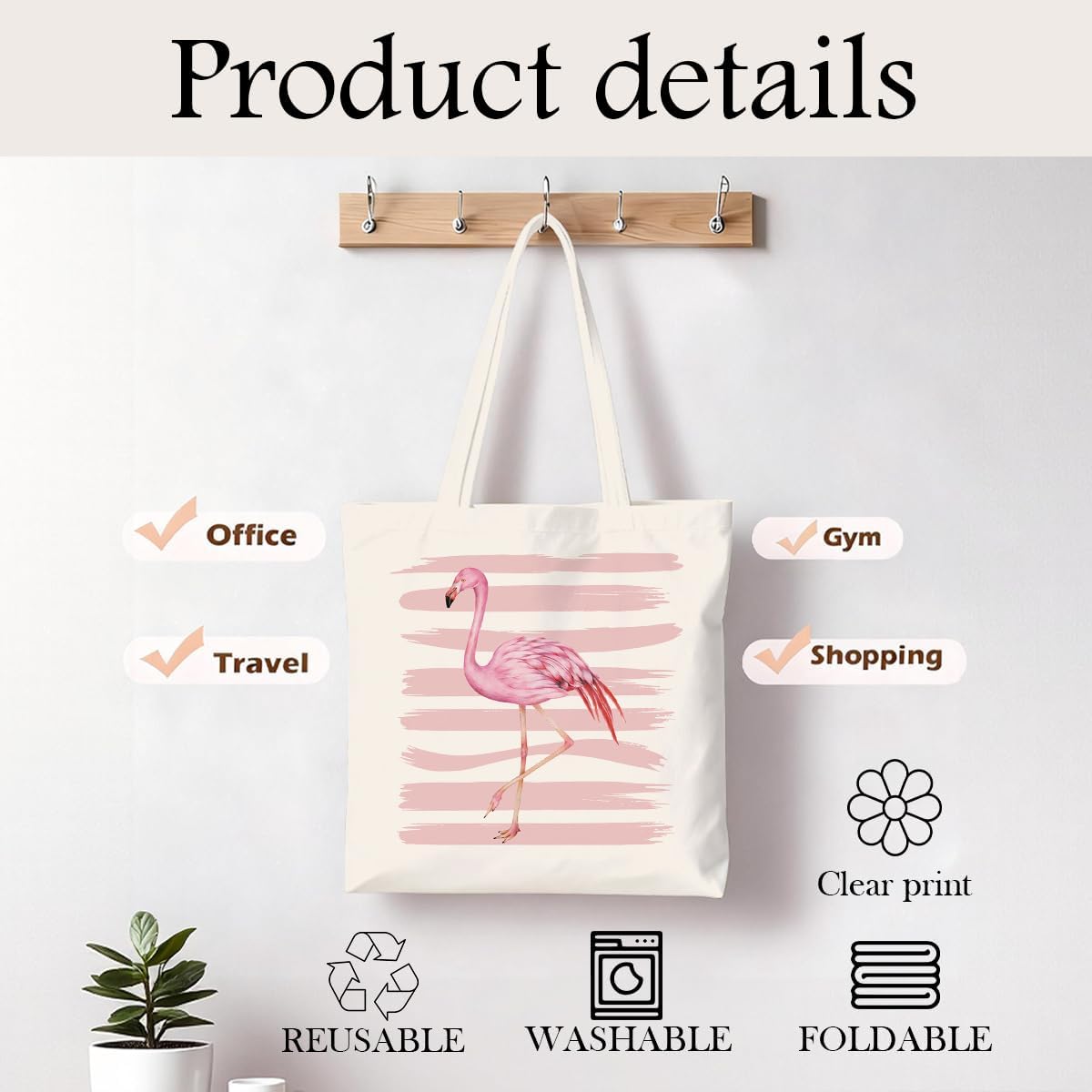 Funny Animal Canvas Tote Bag, Everyday Carryall for Shopping Work Library image 4