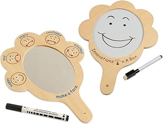 Constructive Playthings Set of Two 11 1/2 inch "What are You Feeling?" Mirrors with Write & Wipe Markers for Ages 3 Years ...