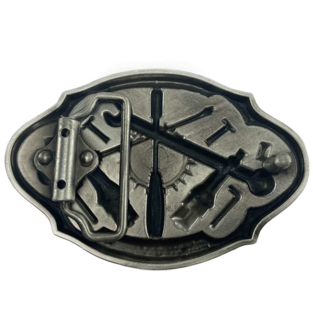Daisybaby Belt Buckle Western Cowboy Adult Mens Red Mechanic Tool Oval Belt Buckles