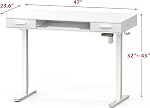 SHW 48-Inch Electric Height Adjustable Desk with Keyboard Tray and 2 Drawers, 122 x 61 cm, White