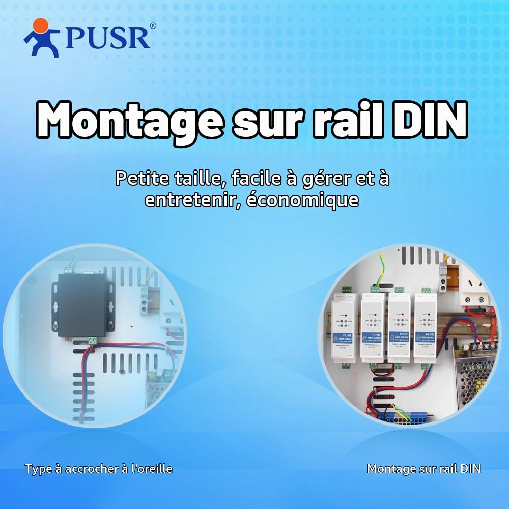Rails DIN RS485 vers Ethernet Convertisseur Modbus RTU vers TCP Modbus Passerelle Transmet des données de manière transparente entre TCP/IP et RS485 Page Web définie par l'utilisateur USR-DR302