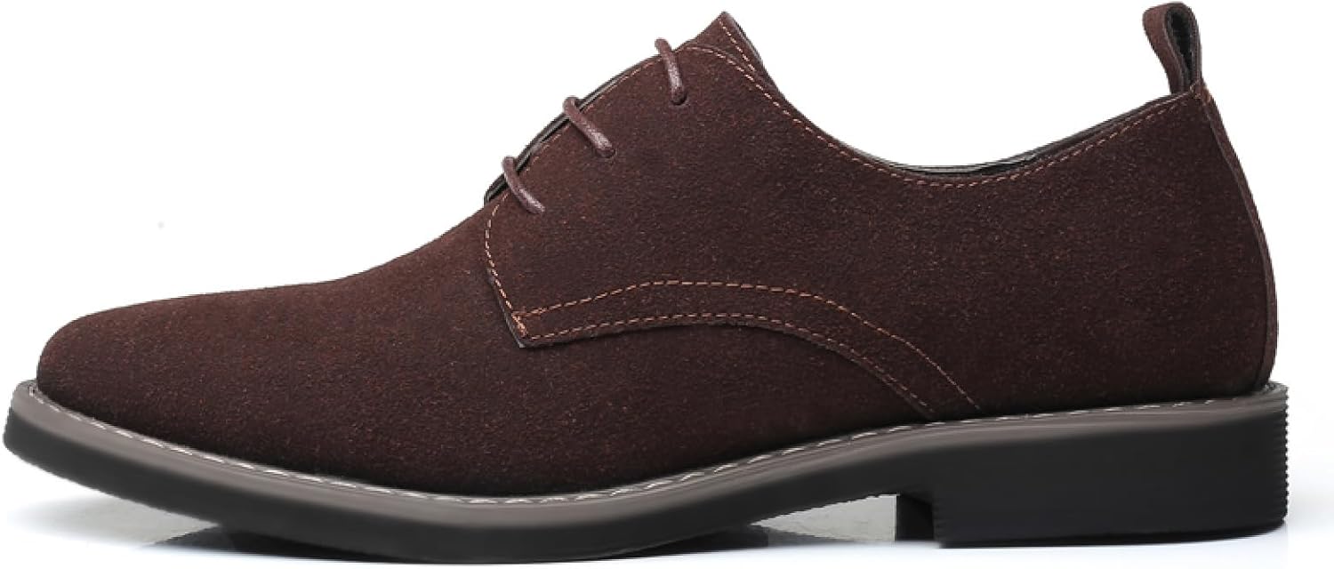 Mens Suede Leather Dress Shoes Casual Lace Up Oxfords Shoes - Image 4