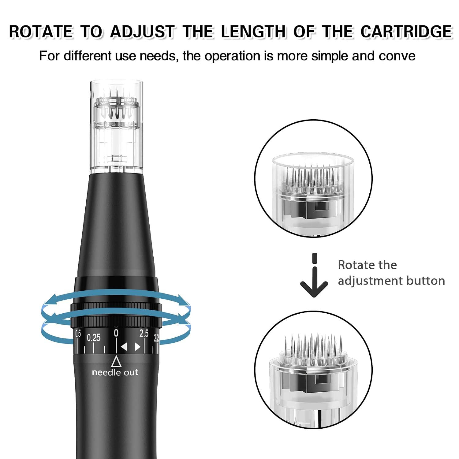 Microneedling Pen Electric Dermapen Professional Adjustable Microneedle with 24PCS Replacement Cartridges, Derma Pen for Face Body