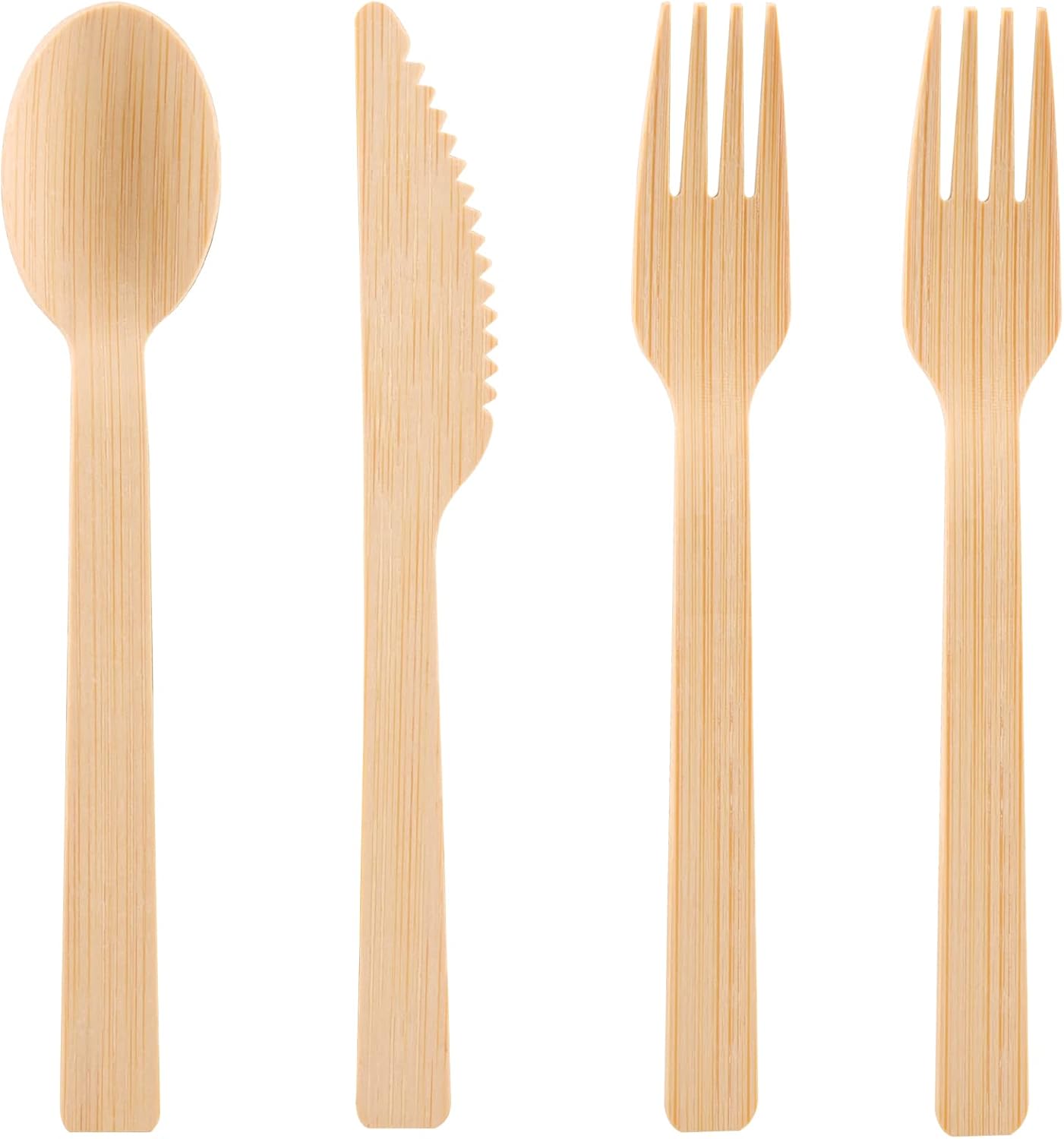 200 Pack Disposable Bamboo Utensils 100 EcoFriendly