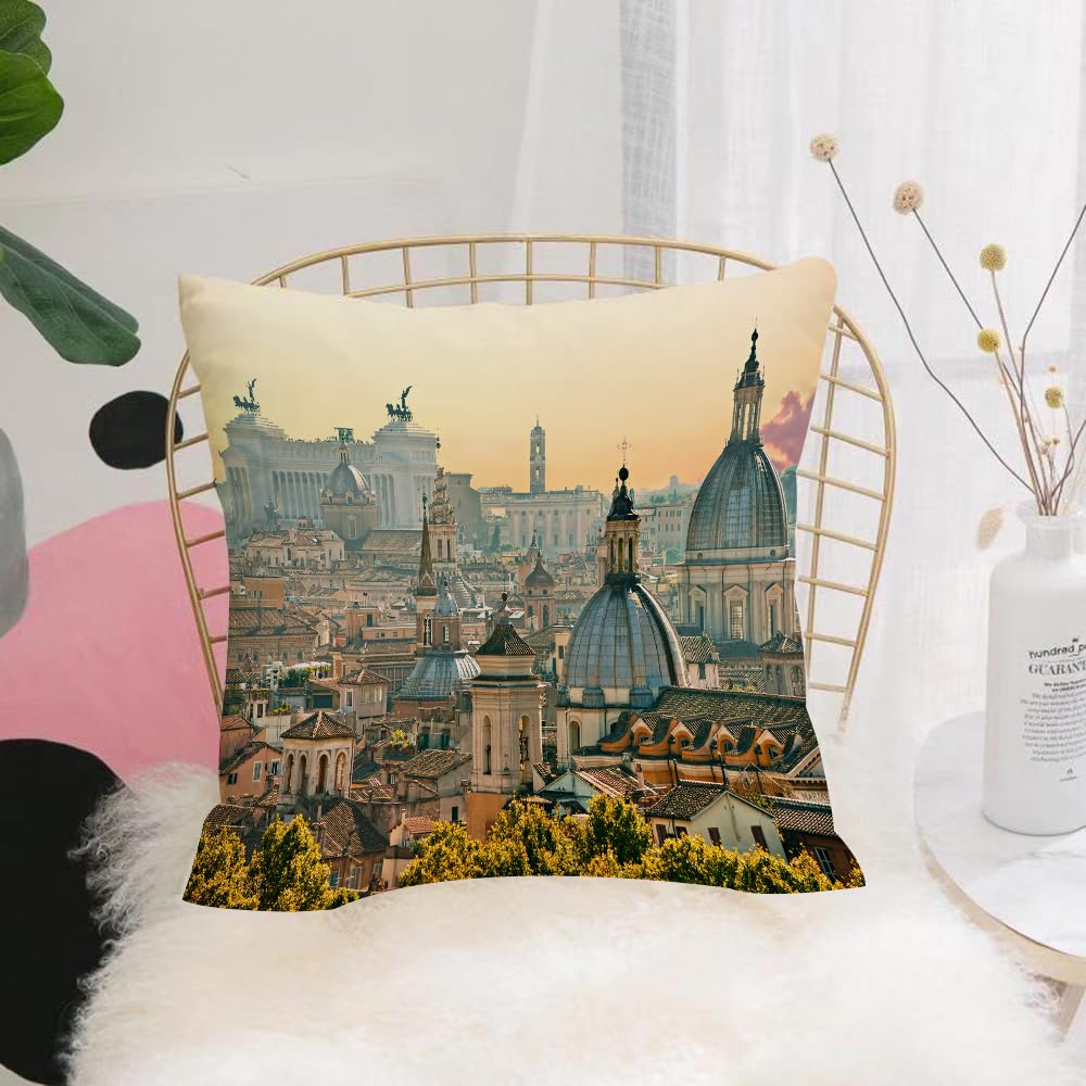 HYMSXW Cushion Cover,Throw Pillow Case Home Decorative for Living Room Bedroom Sofa Chair 20X20 Inch,City, view of Rome from Castel SantAngelo Italy historic landmark of Vatican, v,Pillowcase 50X50cm