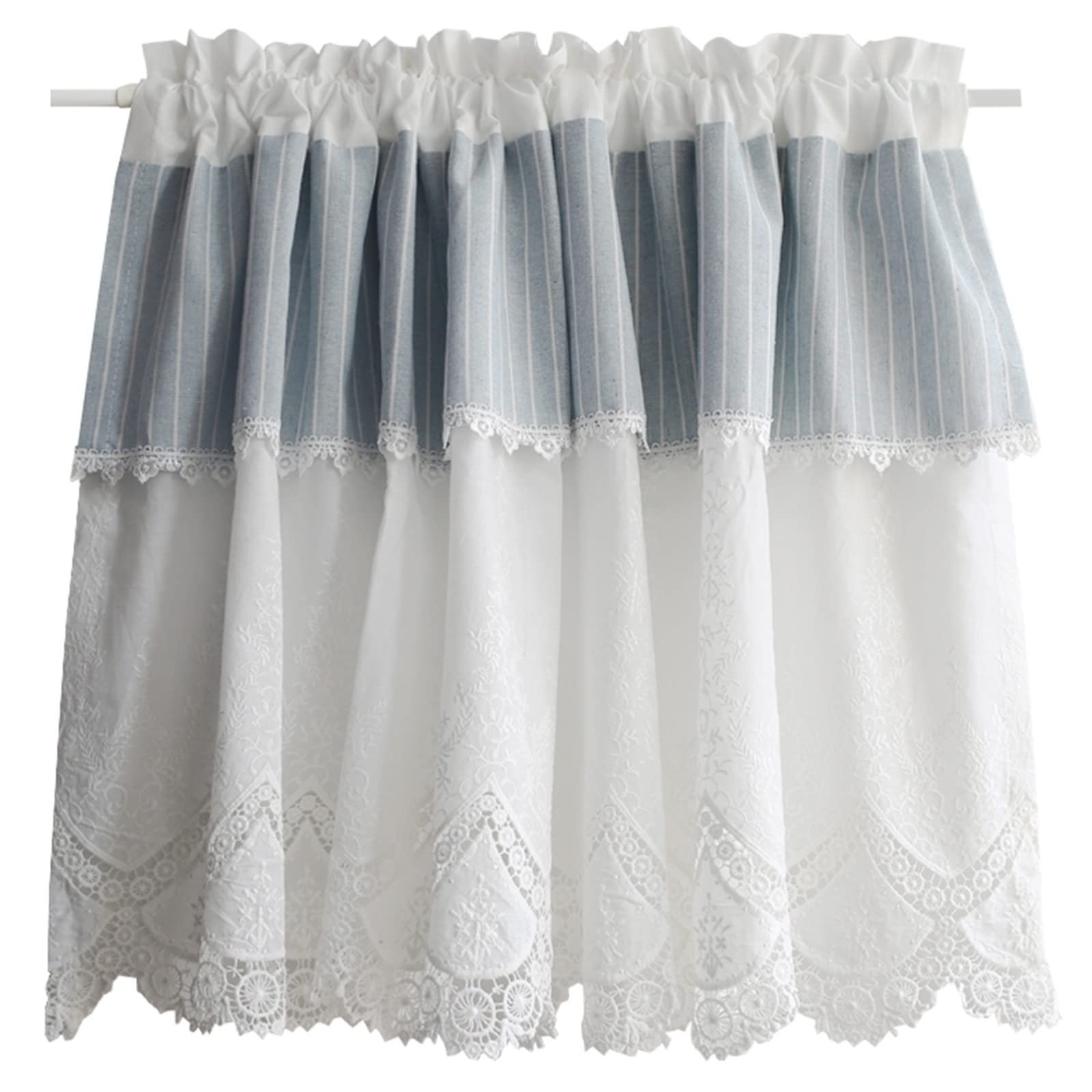 Cortinas pequeñas de media ventana LUNEZY en encaje de algodón blanco