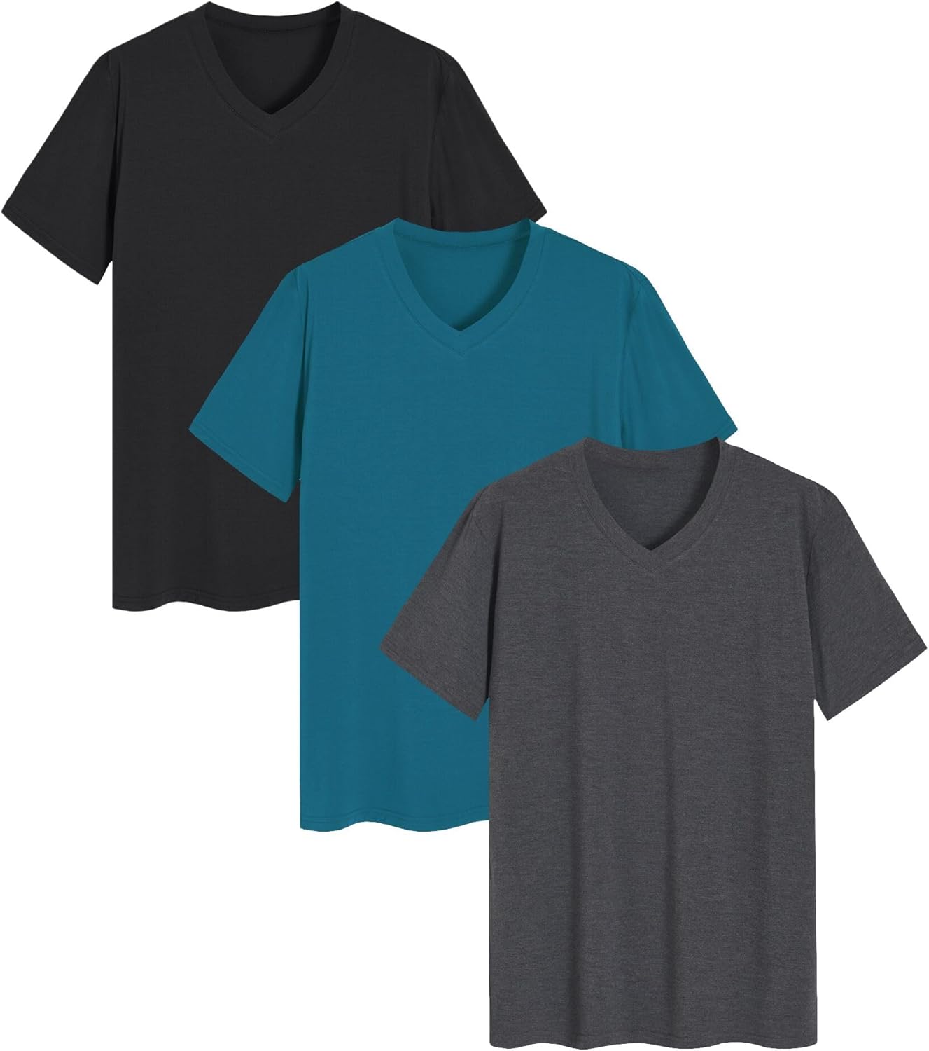 Latuza Men's Viscose Sleep Shirt Soft V-Neck Pajama Tops 3 Pack