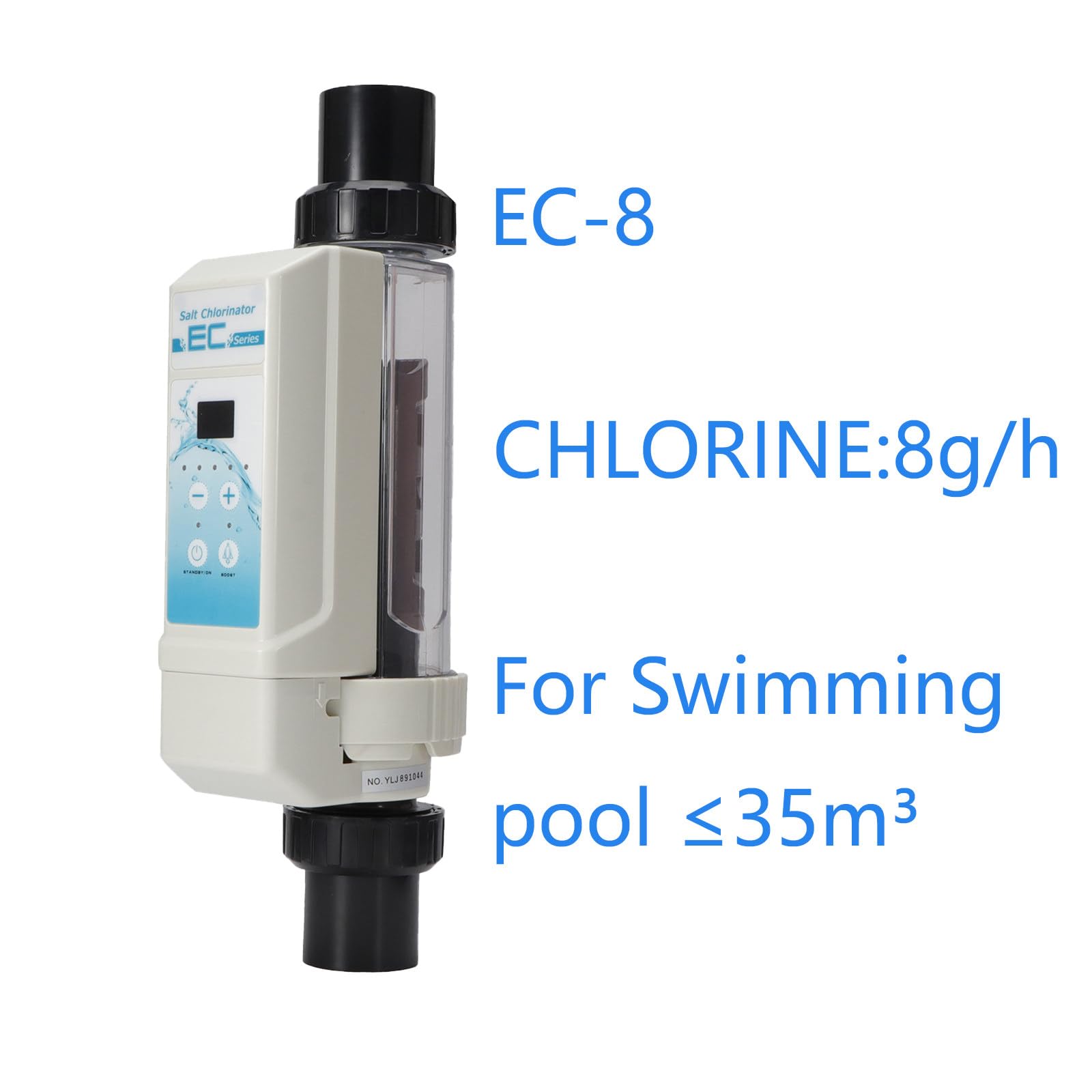 Clorador de Sal para Piscinas, Generador de Cloro con Función de Limpieza Automática, Panel LED, para Piscinas, Spas e Hidroterapia, Funcionamiento Sencillo 8g/h