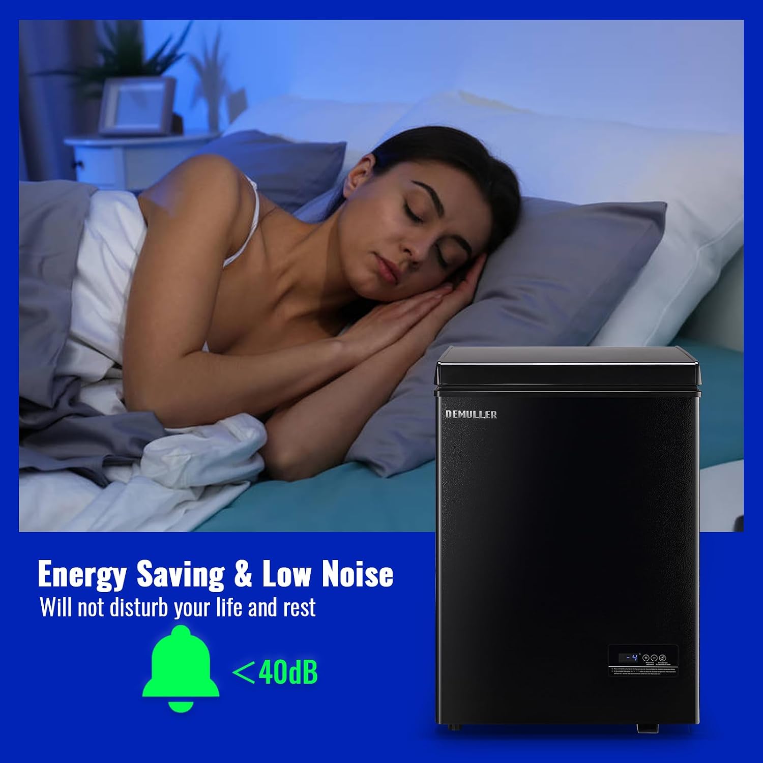 DEMULLER 3.5 ft³ Small Chest Freezer with Electronic Panel, Accurate Temperature Display to 1 ℉, Black Deep Freezing Machine with 2 Removable Baskets, Compact Size for Any Space