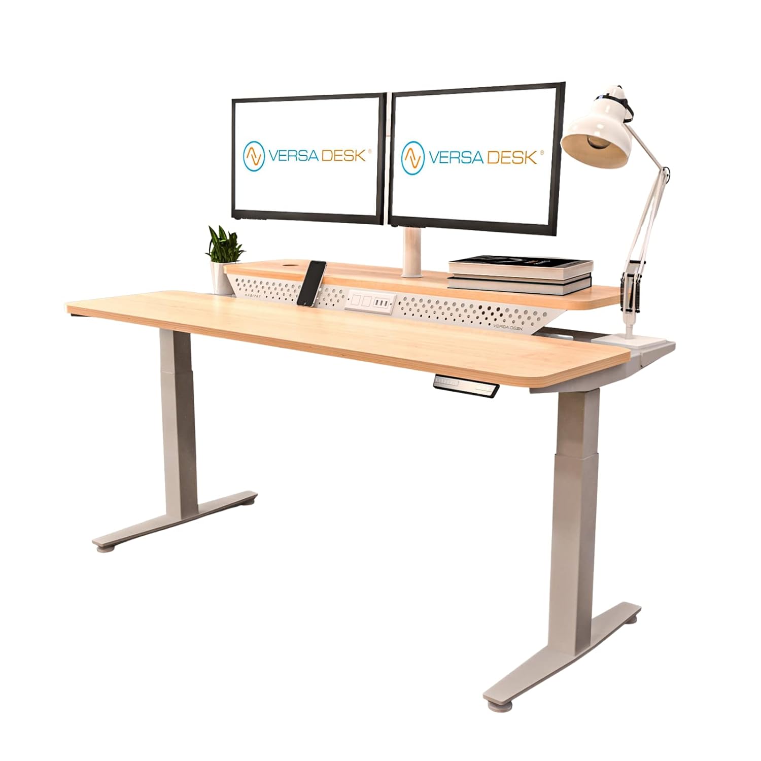 VERSADESK 60 Wide Powerlift Split-Level Electric Standing Desk Height Adjustable Sit Stand Desk for Work Office or Home