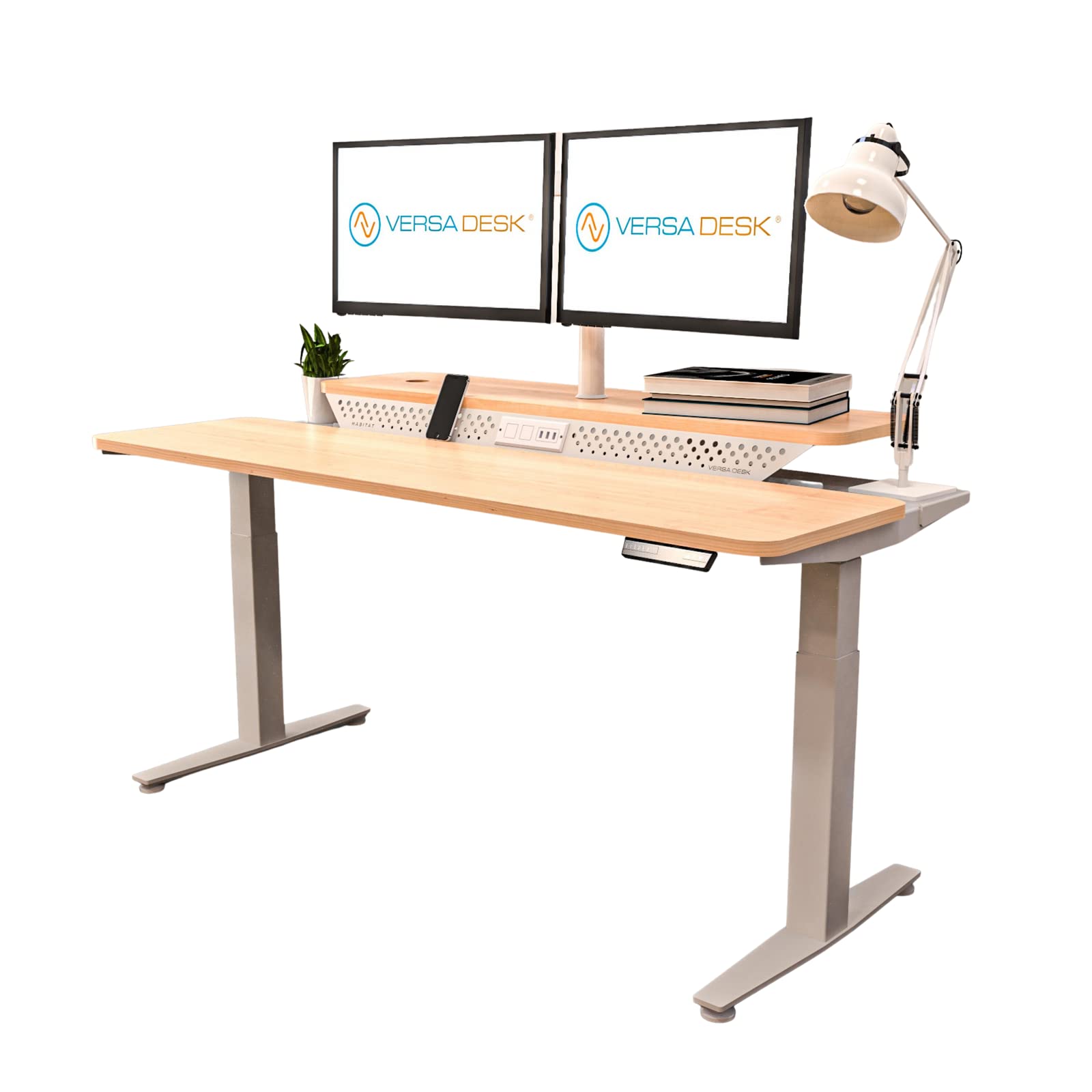 VERSADESK 60 Wide Powerlift Split-Level Electric Standing Desk Height Adjustable Sit Stand Desk for Work Office or Home