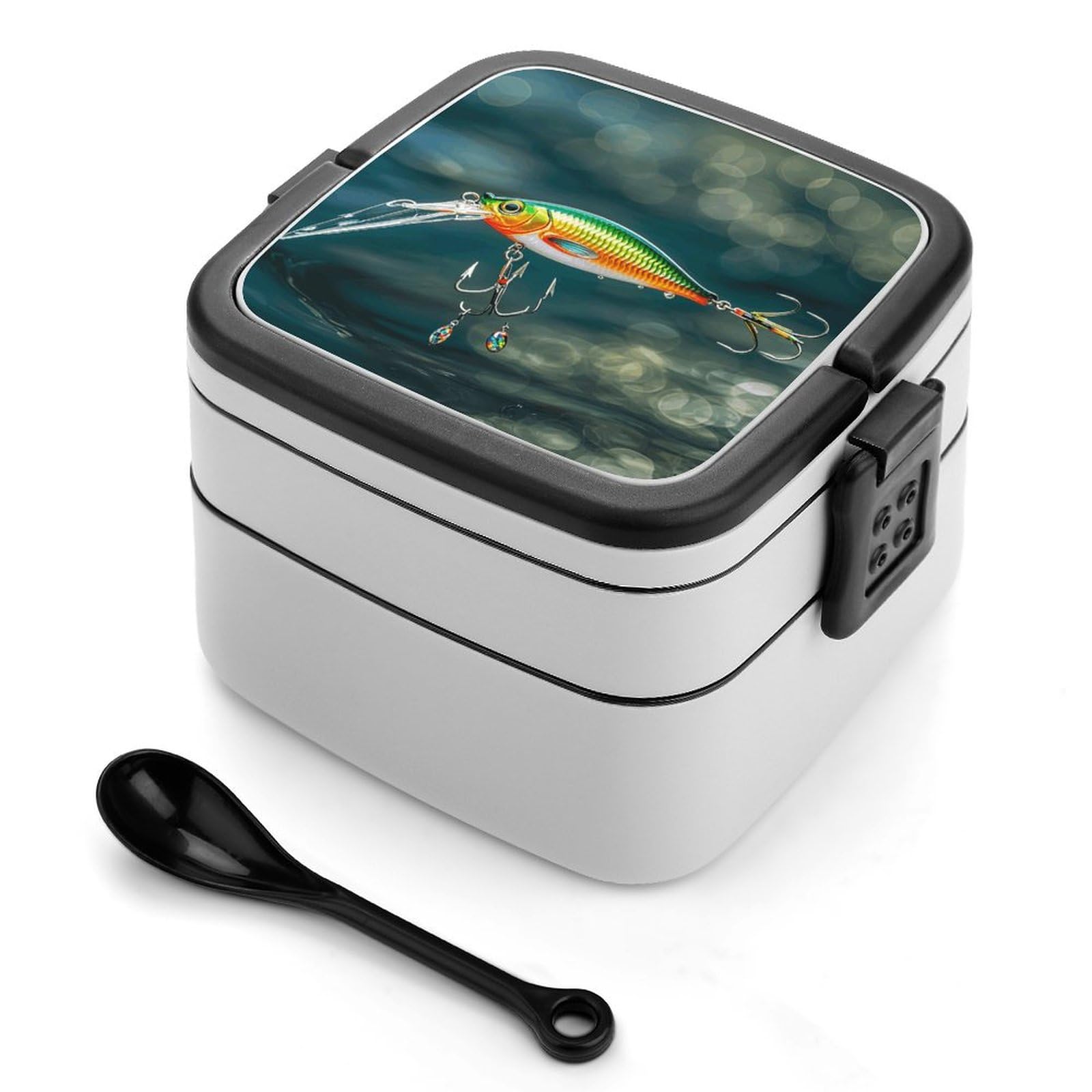 VFMNT Bento Box for Adult Fishing Lure Style Bento Lunch Box with 2 Compartments Stackable Lunch Container Reusable Food Storage Container Meal Prep Snack Containers: Home & Kitchen