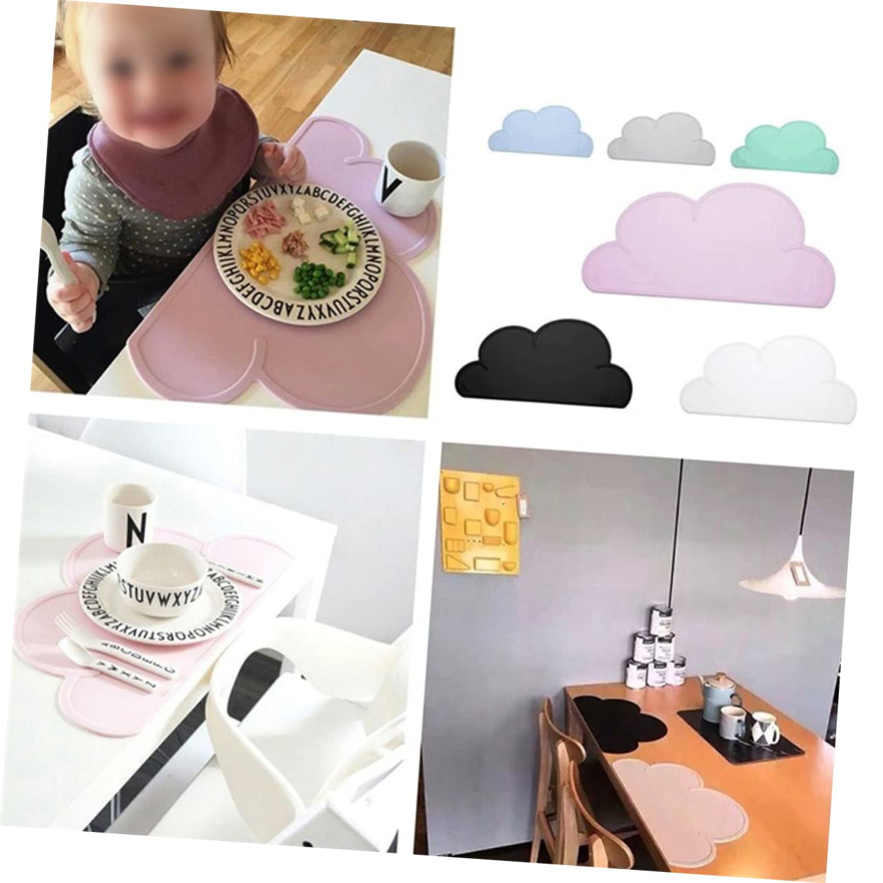 KICHOUSE Silicone Boys and Girls Placemat Cloud Shaped Heat Insulation Dish Mat Pet Mat Table Pad