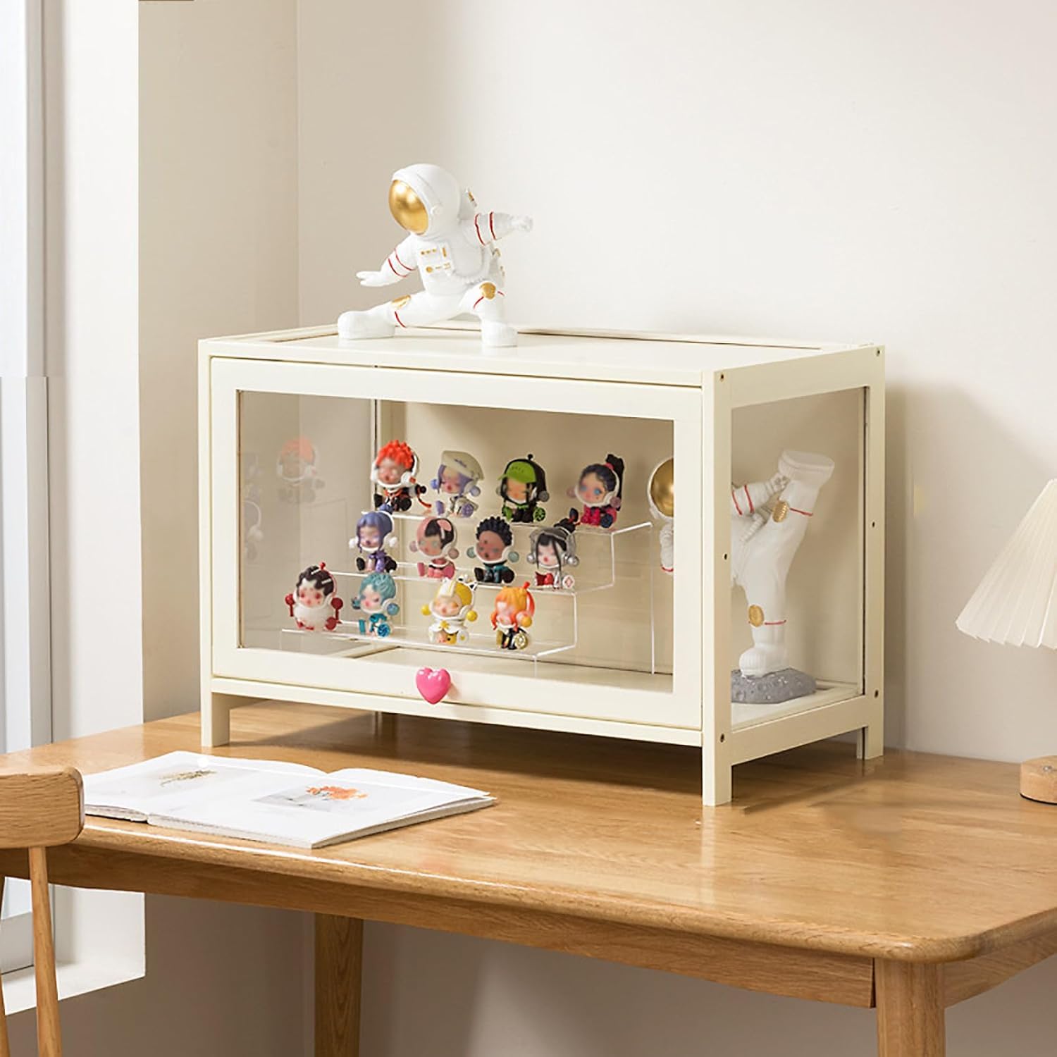 Hynbdes Display cabinet, Model Display Cabinets, Acrylic Display Case, Shelf Bamboo Storage Cabinet Tall Display Cabinet for Living Room Collectibles Beige80*33 * 40