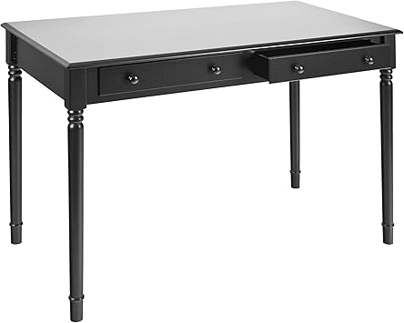 SEI Furniture - Writing 2-drawer Desk- Satin Black - Transitional Design, Black Finish - Ideal for Home Office, Bedroom HO8801