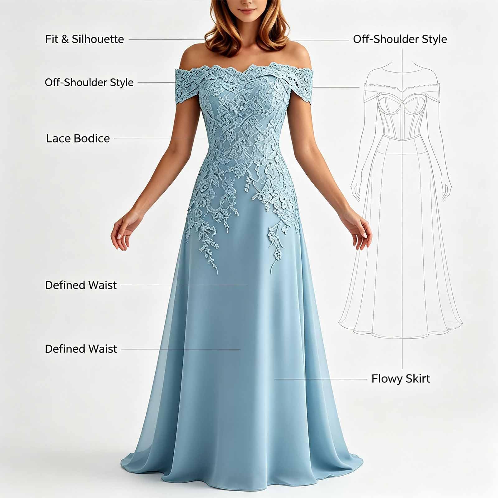 Abito Matrimonio Donna Chiffon Pizzo Spalla Nuda Taglie 32-56