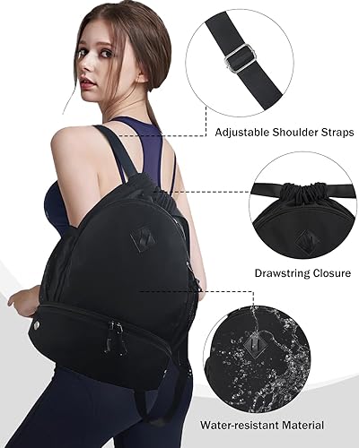 Miniatura 6 de Mochila de gimnasio con cordón y compartimento para zapatos para hombres y mujeres, bolsa deportiva de cuerda con bolsillo húmedo, bolsa de playa,