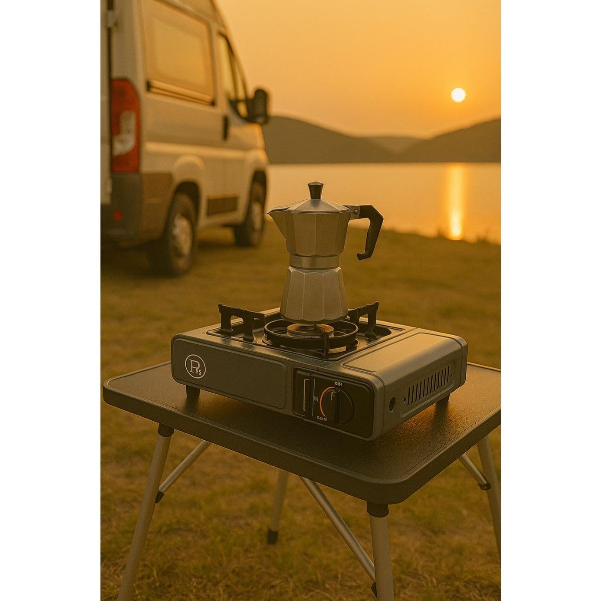 INTEC - Réchaud Gaz Portable 1 Feu 2,2 KW + 8 Cartouches gaz Butane incluses Allumage Piezo – Camping Randonnée Cuisine Extérieure