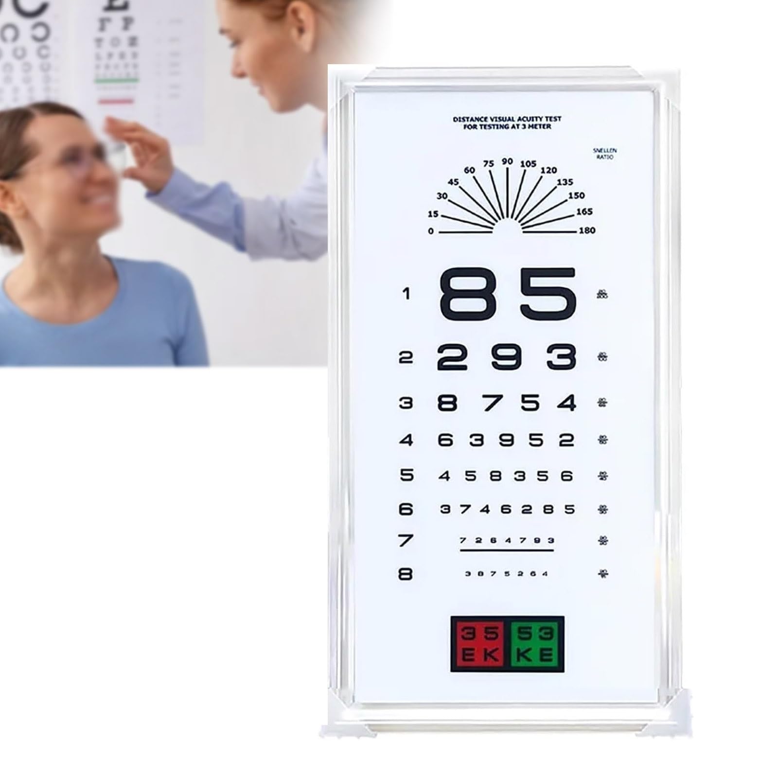 Tablero de prueba de visión LED con marcas rojas y verdes para examen optométrico exacto a 2.5m