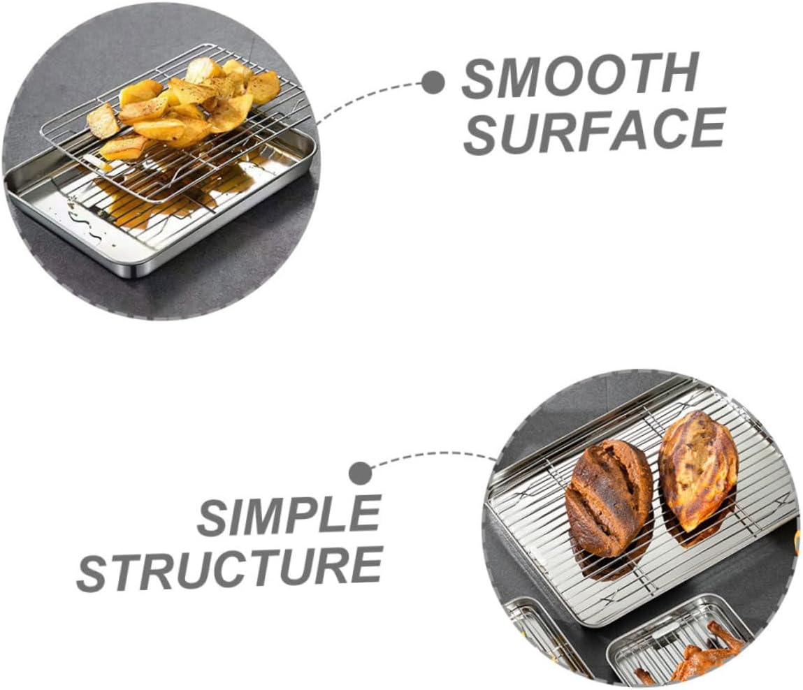 2sets Stainless Steel Baking Sheet Cooling Rack Versatile Cookie Pan for Baking Compact for Easy Storage and Cooking Needs