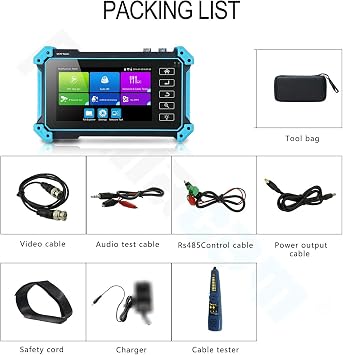 CCTV Tester, IPC-5200C Plus 5 Inch IPS Touch Screen IP CVBS Analog Camera Tester 4K H.265 Video Monitor with HDMI Input/POE/WiFi/Cable Tracker/TVI CVI AHD/Firmware Upgraded