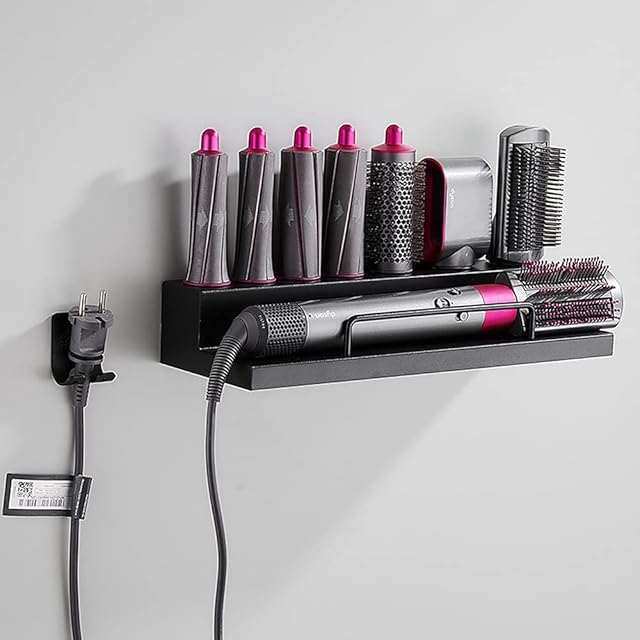 DALUOBO Storage Holder for Dyson Airwrap Curling Iron styler Wall Mounted Rack Bracket Stand with Adhesive for Home Bathroom Organizer ()