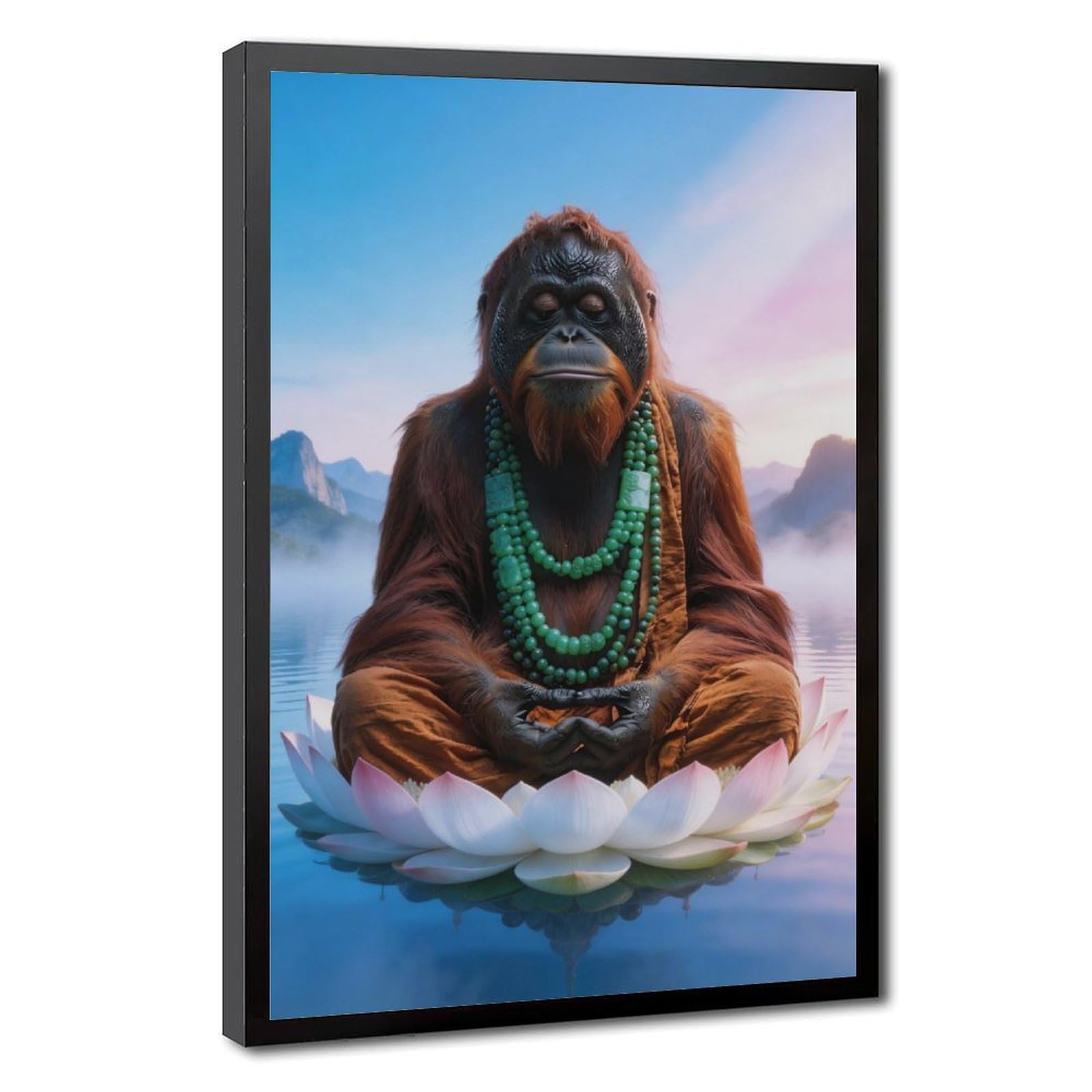 Bareronor Zen Ape Meditating Canvas Poster for Living Room Decor Gift